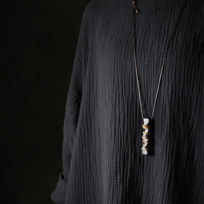 Wear FengShui Tibet Ebony Wood Copper Balance Peace Necklace Pendant