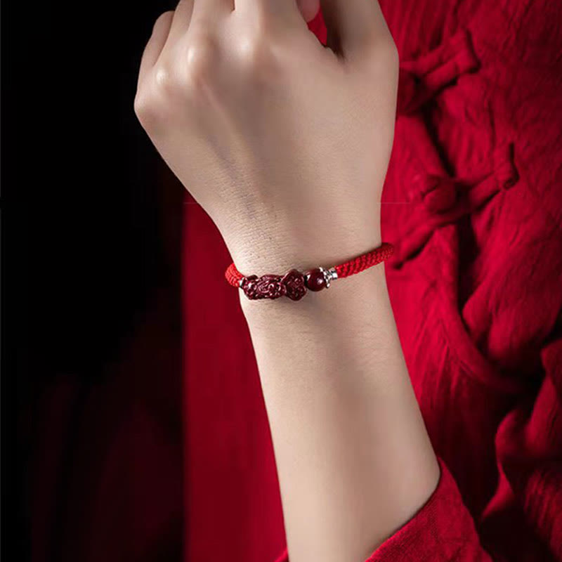 Wear FengShui Handcrafted PiXiu Cinnabar Wealth Luck Braided Bracelet