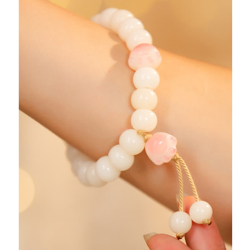 Wear FengShui Natural Bodhi Seed Lovely Paw Lucky Cat Paw Peace Bracelet