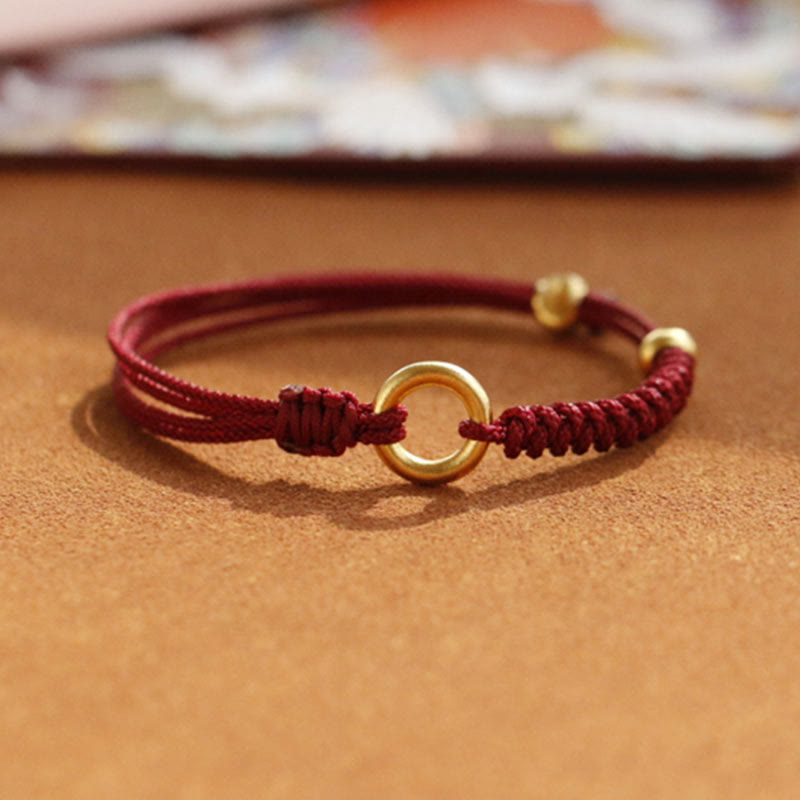Wear FengShui Alloy Peace Buckle Luck Red String Bracelet