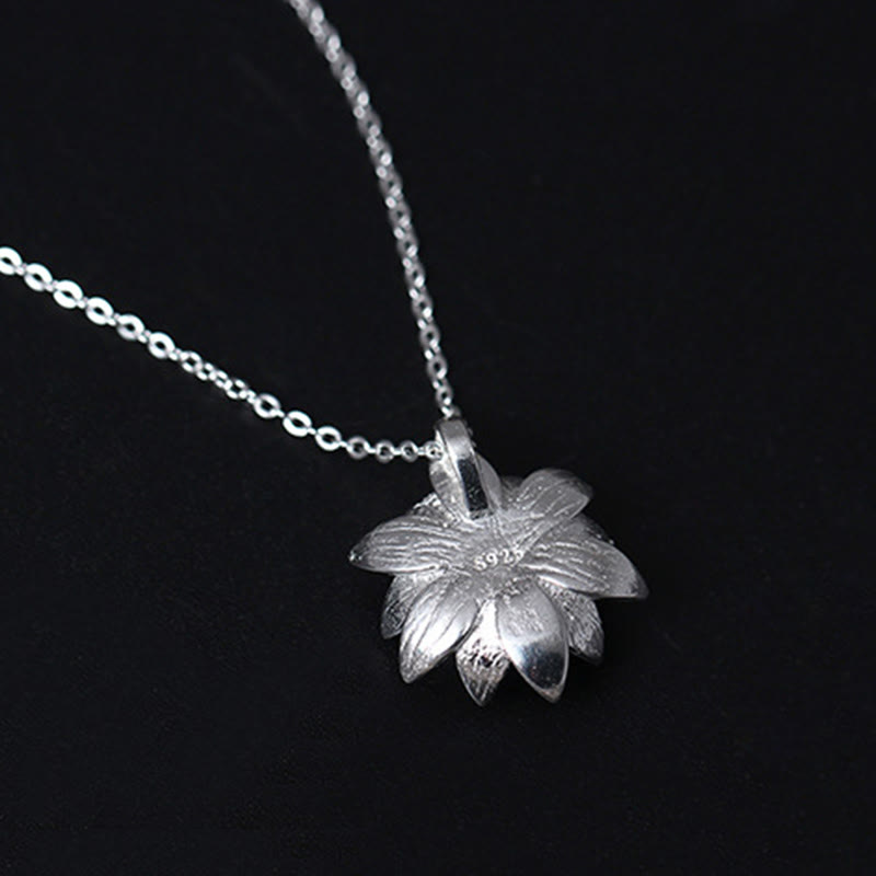 Wear FengShui 925 Sterling Silver Lazurite Lotus Flower Self Care Necklace Pendant