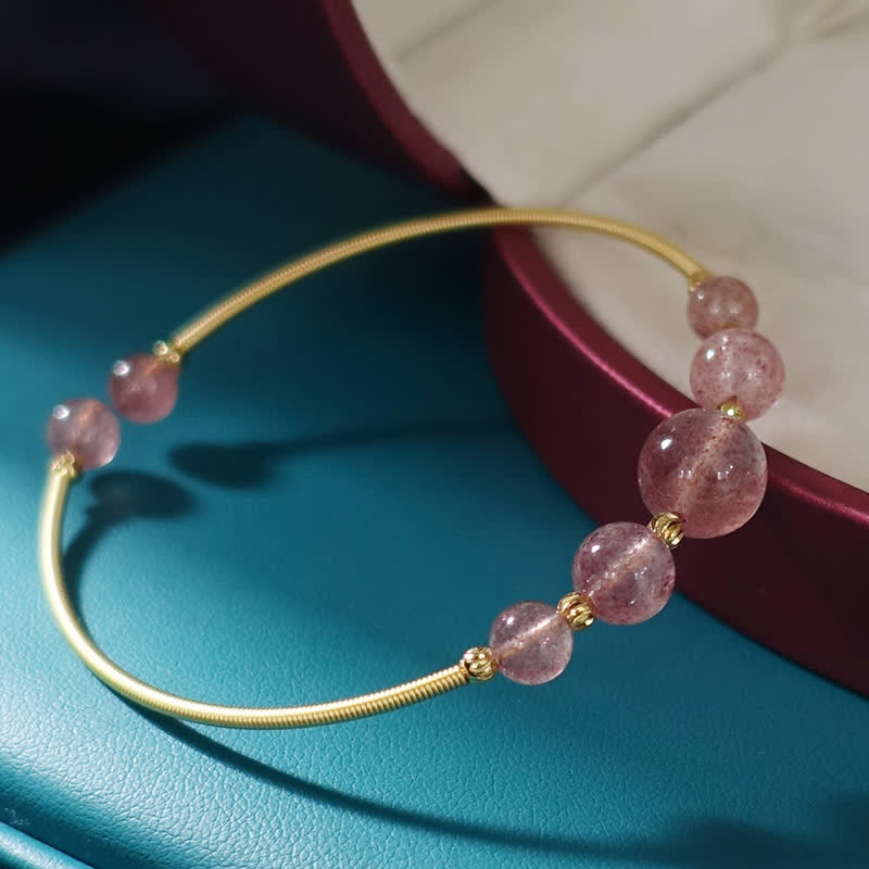 Wear FengShui Natural Strawberry Quartz Love Healing Bracelet Bangle