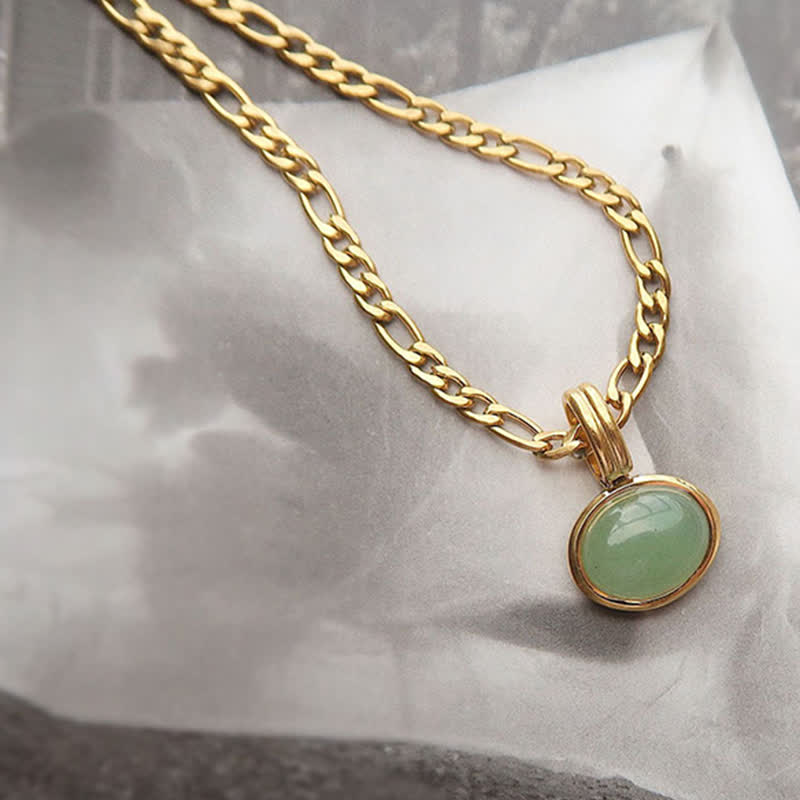 Wear FengShui Oval Turquoise Strength Titanium Steel Necklace Pendant