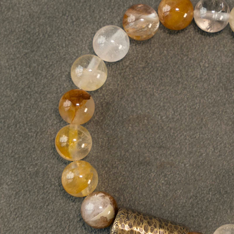 Wear FengShui White Crystal Red Hematoid Quartz Gold Rutilated Quartz Purple Phantom Protection Bracelet