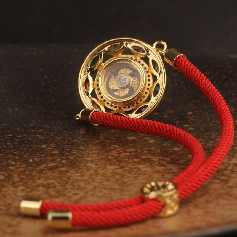Wear FengShui Colorful Zircon Copper Wealth Luck Rotation Bracelet Necklace Pendant