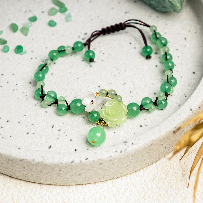 Wear FengShui Financial Success Jade Braided Weave Prosperity Abundance Anklet