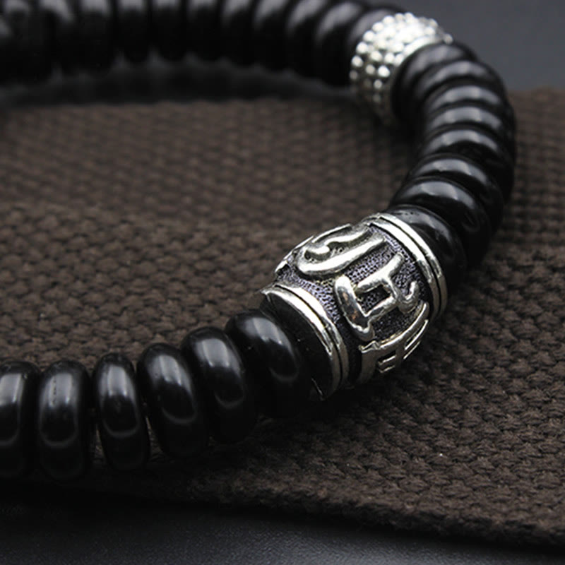 Wear FengShui Natural Tibetan Coconut Shell Om Mani Padme Hum Positive Bracelet