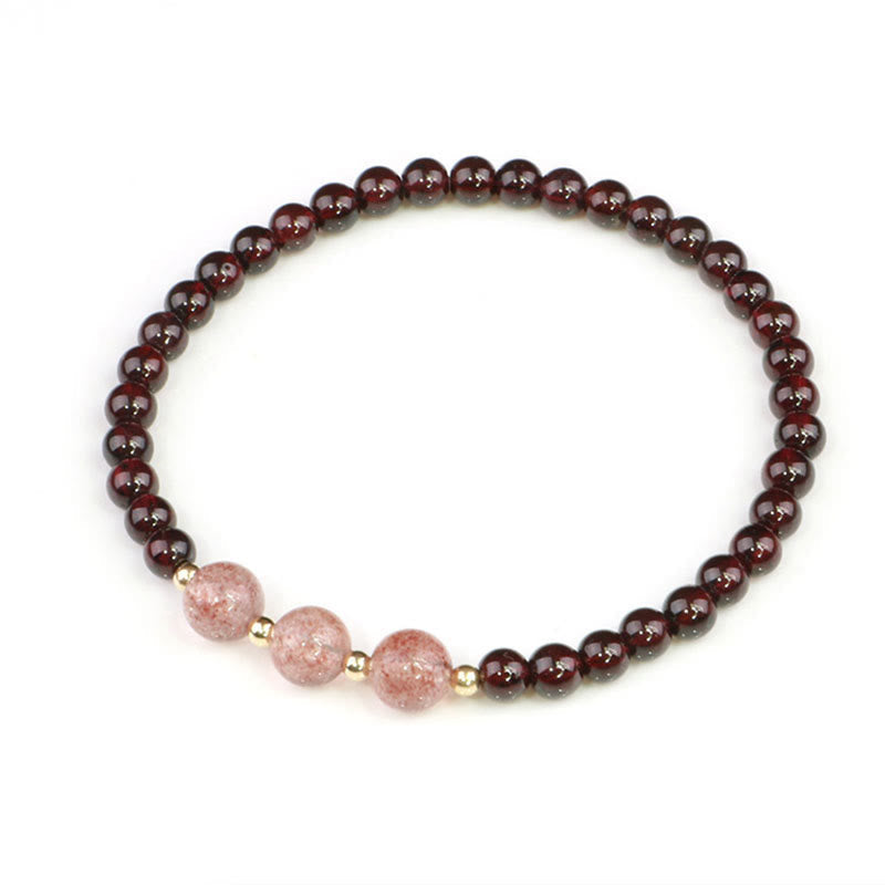 Wear FengShui Natural Garnet Strawberry Quartz Calm Bracelet