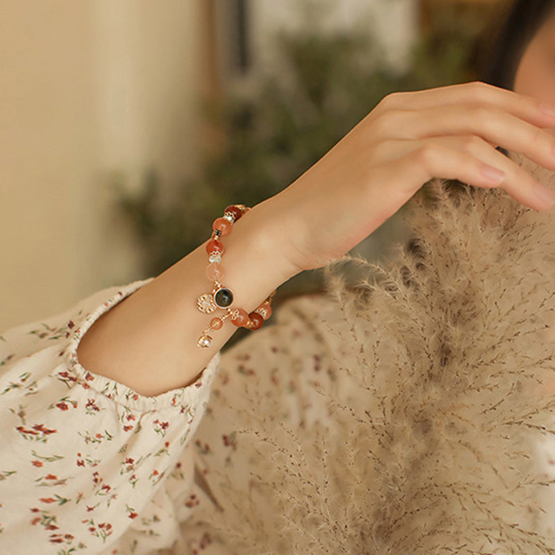 Wear FengShui Natural Multicolored Rutilated Quartz Eight-pointed Star Flower Wealth Bracelet