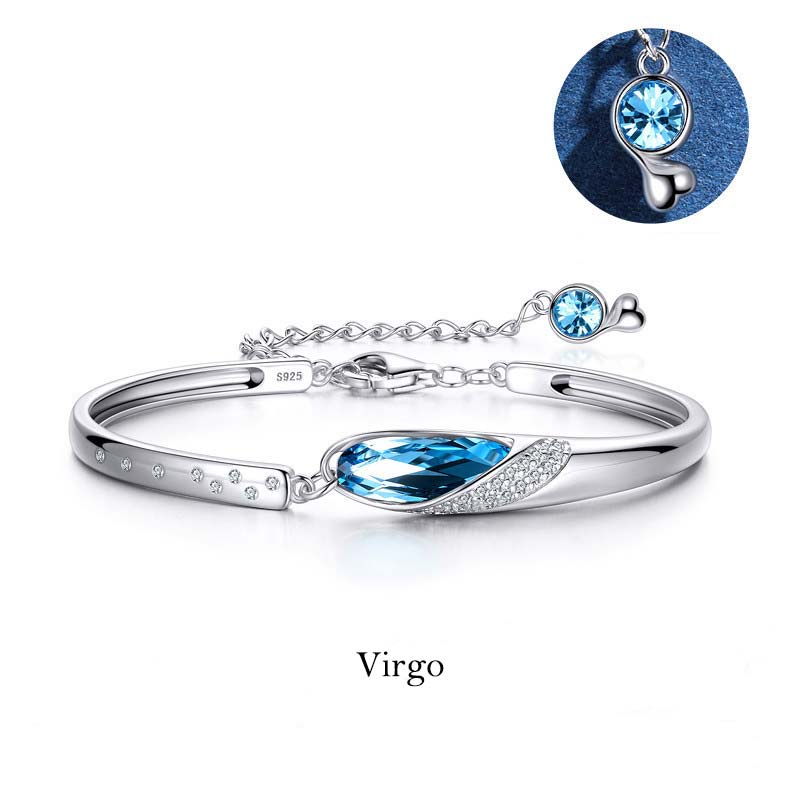 Wear FengShui 925 Silver Plated Copper 12 Constellations of the Zodiac Charm Bracelet