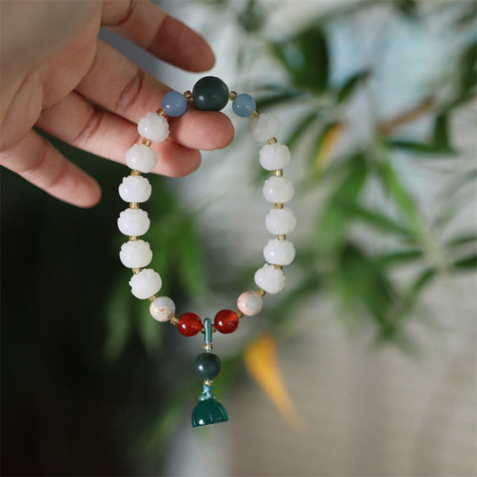 Wear FengShui Bodhi Seed Lotus Bead Carved Peace Harmony Bracelet