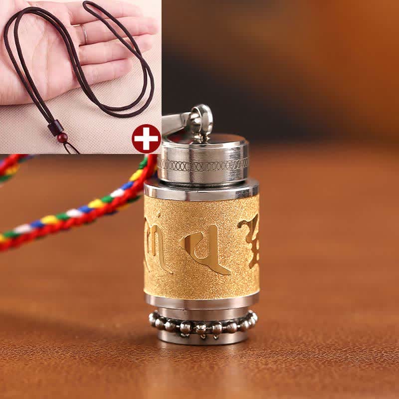 Wear FengShui Tibet Om Mani Padme Hum Shurangama Mantra Titanium Steel Wisdom Amulet Necklace Pendant