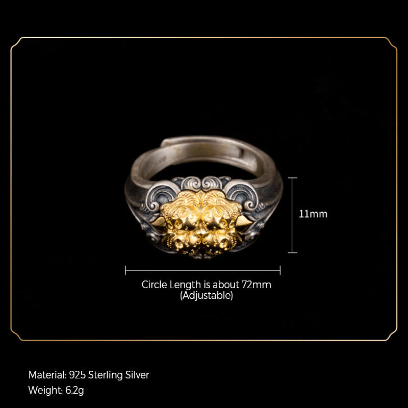 Wear FengShui 925 Sterling Silver Tibetan Skull Protection Adjustable Ring