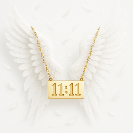 1111 Angel Number Sterling Silver Necklace 18K Clavicle Chain Necklace for Women
