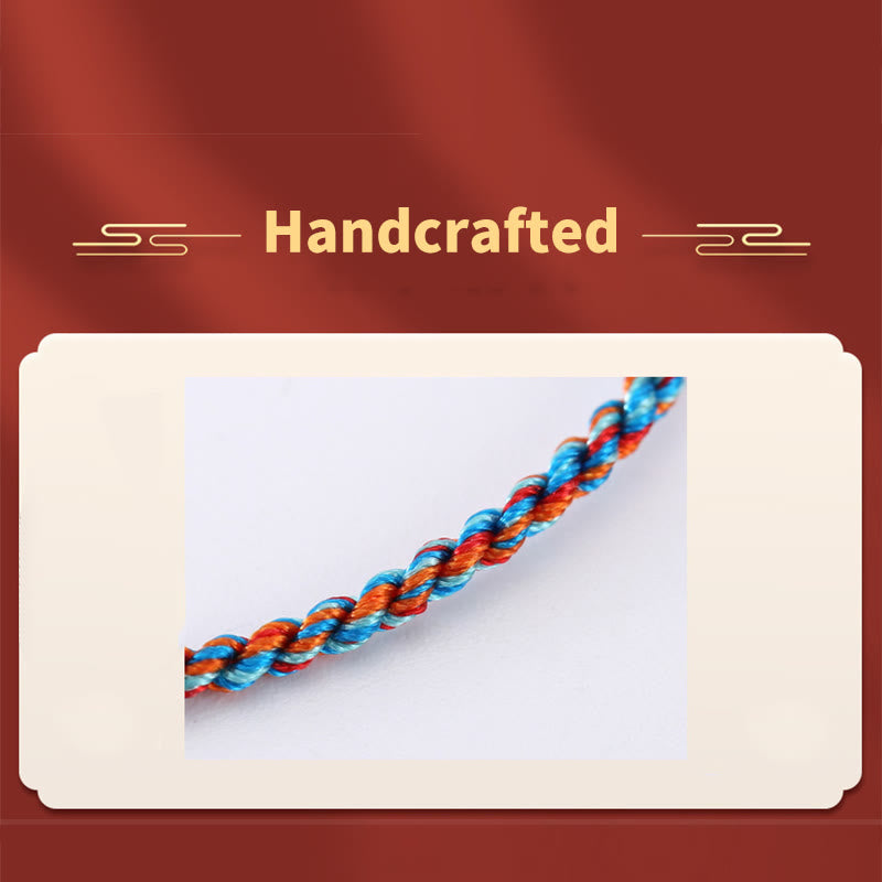 Wear FengShui 925 Sterling Silver Zongzi Pattern Luck Multicolored Handcrafted Bracelet