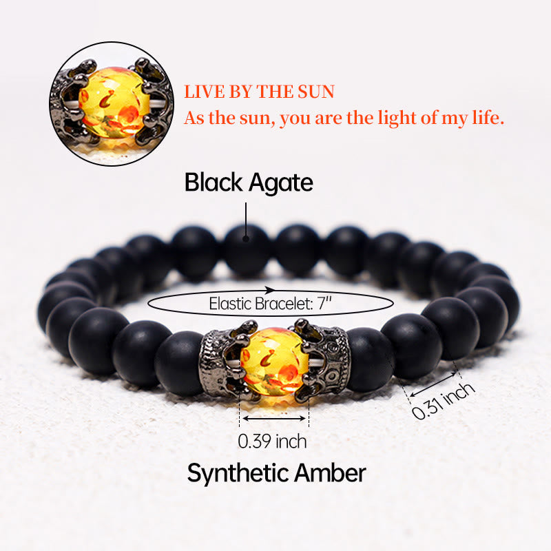 Wear FengShui Natural Stone King&Queen Crown Healing Energy Beads Couple Bracelet