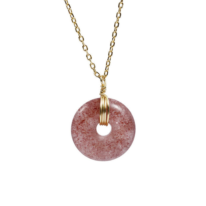 Wear FengShui 925 Sterling Silver Strawberry Quartz Healing Positive Necklace