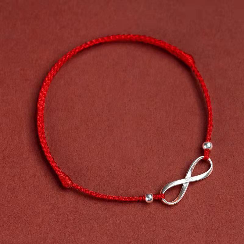 Wear FengShui 925 Sterling Silver Endless Knot Protection Luck Red String Bracelet Anklet