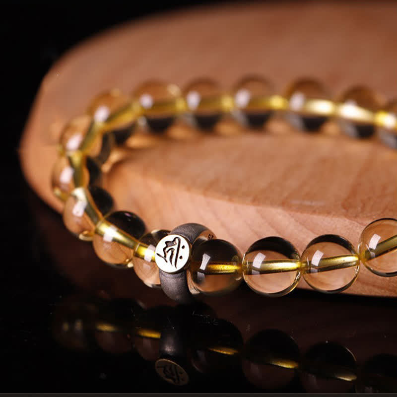 Wear FengShui 925 Sterling Silver Chinese Zodiac Natal Buddha Citrine Protection Bracelet