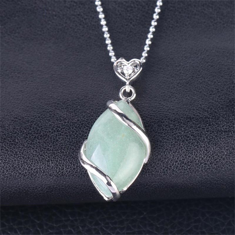 Wear FengShui Marquise Pattern Natural Crystal Stone Charm Necklace Pendant