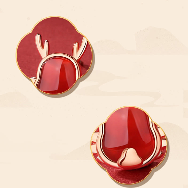 ❗❗❗A Flash Sale- Wear FengShui 925 Sterling Silver Year of the Dragon Natural Red Agate Dragon Attract Fortune Fu Character Strength Bracelet Necklace Pendant Earrings