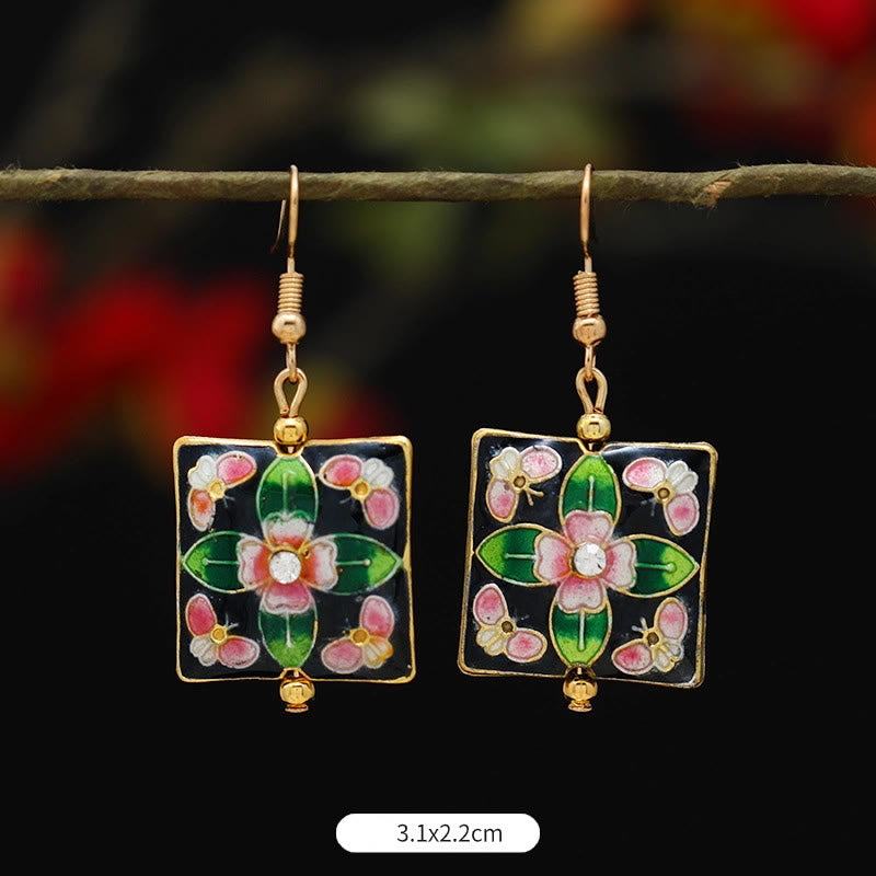 Wear FengShui Lotus Butterfly Flower Alloy Copper Enlightenment Drop Earrings