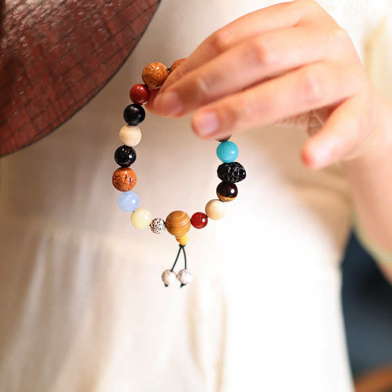 Wear FengShui Bodhi Seed Agate Wisdom Harmony Wrist Mala Bracelet