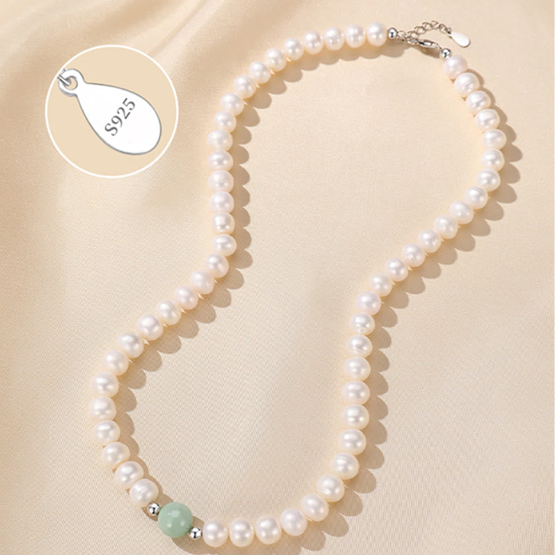 Wear FengShui 925 Sterling Silver Natural Pearl Jade Healing Necklace Bracelet Earrings With Gift Box
