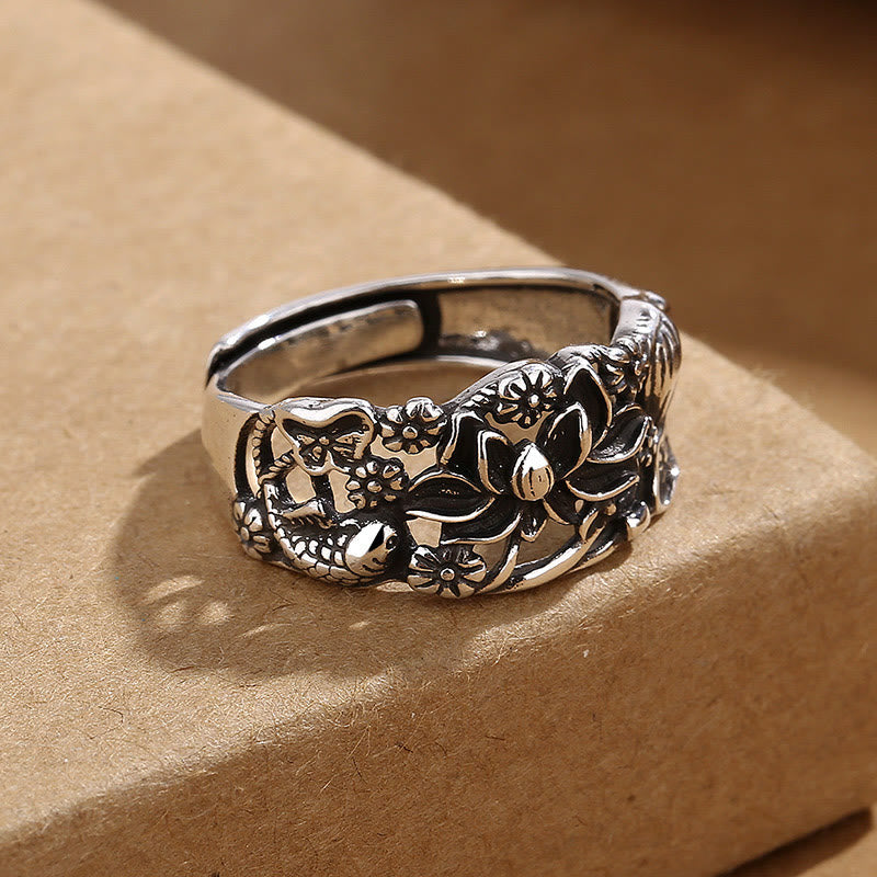 Wear FengShui Lotus Symbol Koi Fish Enlightenment Ring
