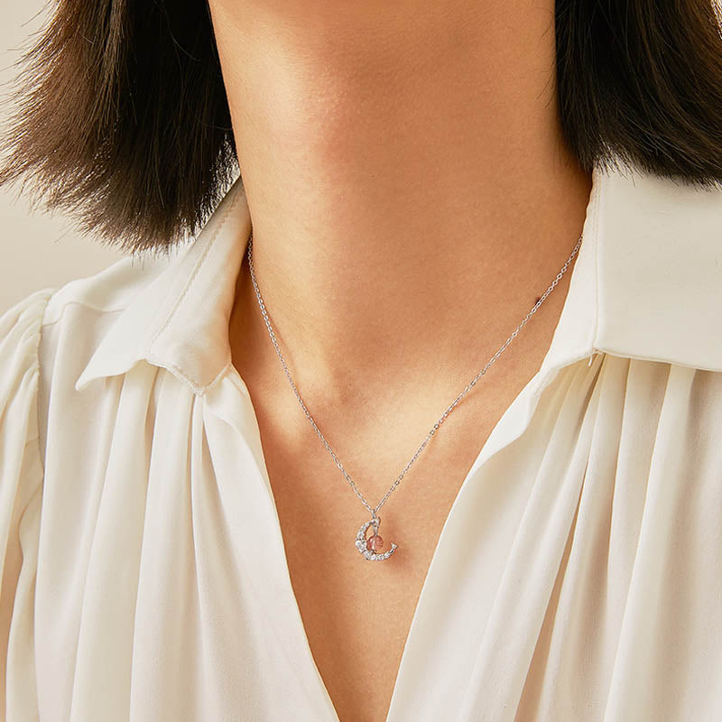 Wear FengShui Strawberry Quartz Blue Crystal Love Healing Necklace