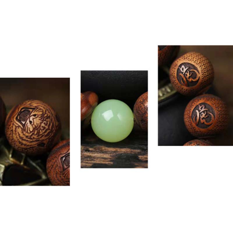 Wear FengShui Tibetan Rosewood Engraving Tiger Protection Bracelet