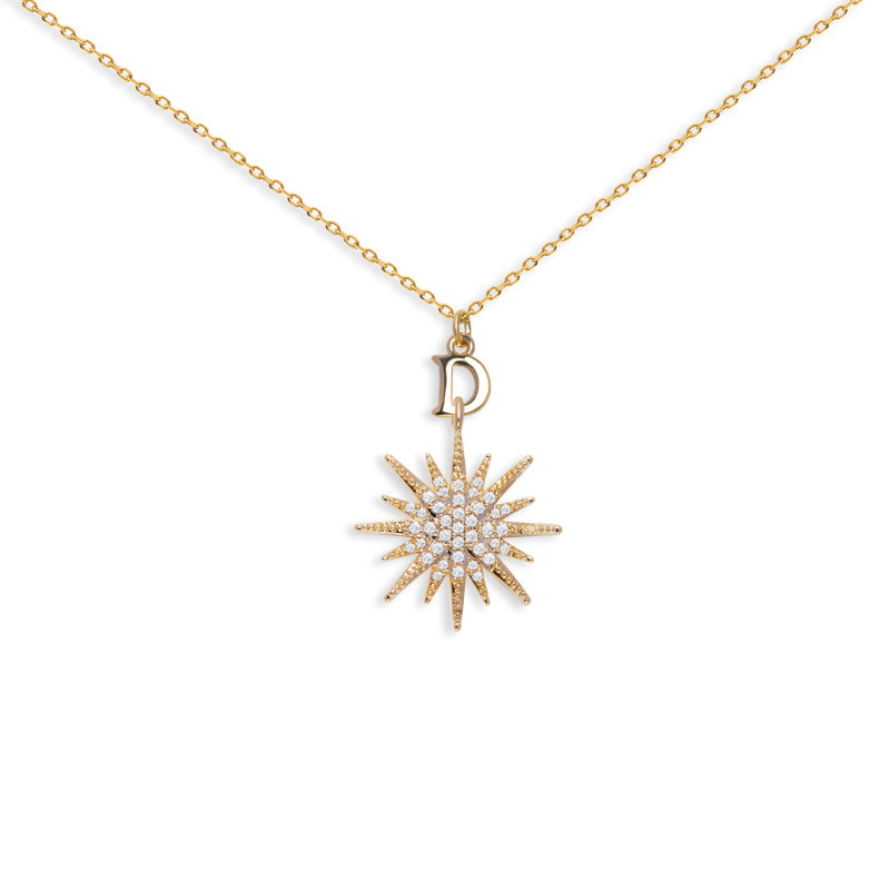 3D Sparkling Star Letter Necklace for Women
