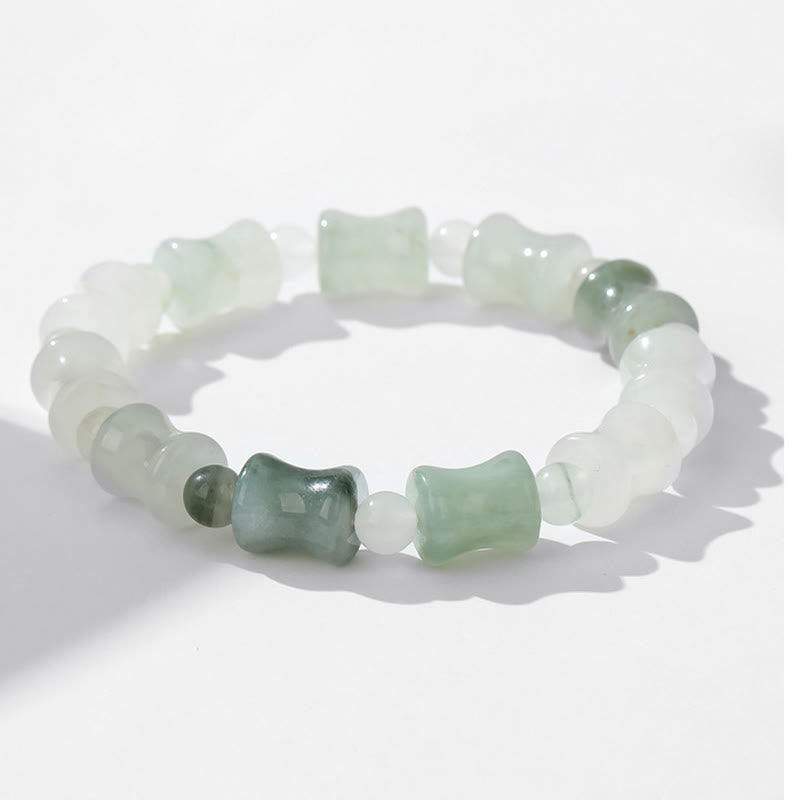 Wear FengShui Jade Coconut Shell Bamboo Pattern Abundance Luck Bracelet