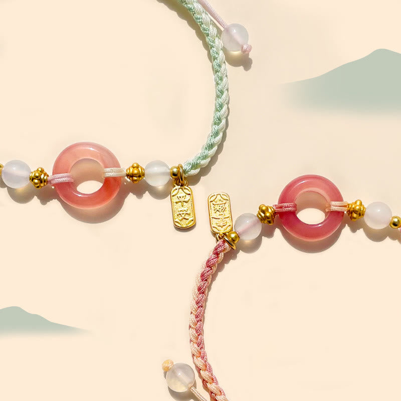 Wear FengShui Peace And Joy Agate Peace Buckle Auspicious Handmade Braided Bracelet