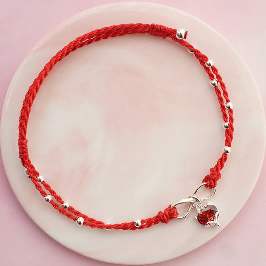 Wear FengShui Love Heart Infinity Symbol Braided String Anklet