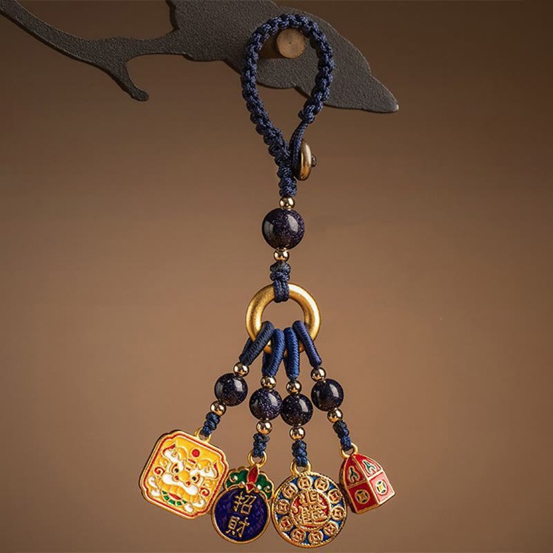 Wear FengShui Nothing to Be Superstitious Dancing Lion Copper Wealth Key Chain