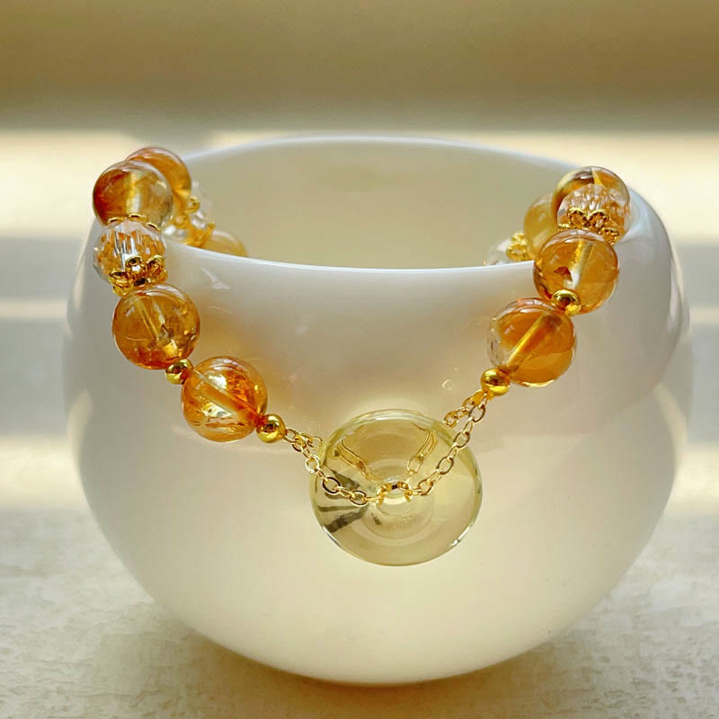 Wear FengShui Peace Buckle Citrine Crystal Prosperity Bracelet