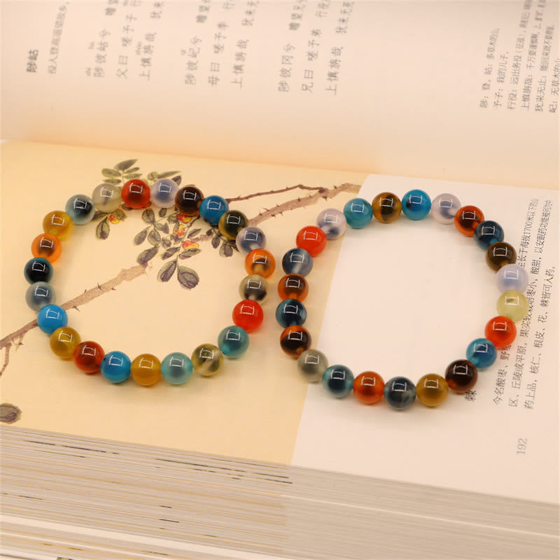 Wear FengShui Colorful Candy Agate Healing Strength Bead Bracelet