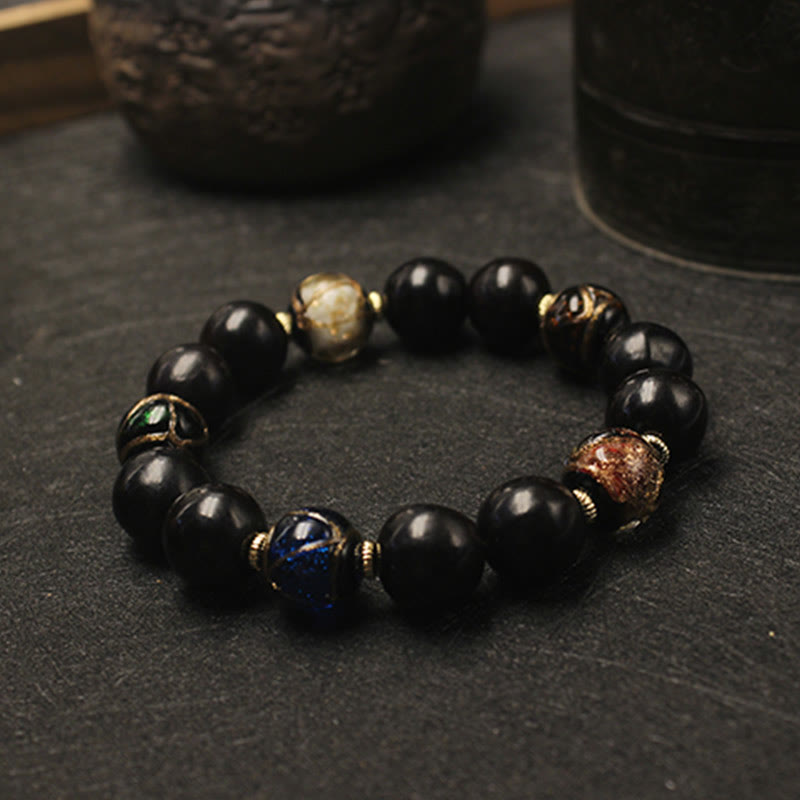 Wear FengShui Western Soapberry Incense Ash Liuli Glass Bead Wealth Bracelet