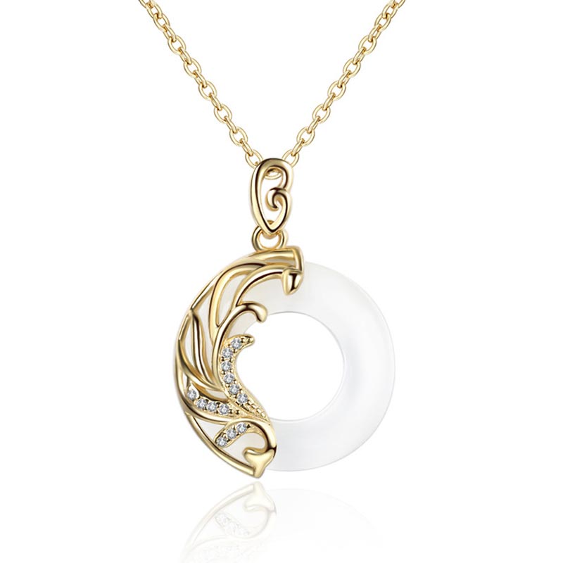 Wear FengShui Obsidian Chalcedony Meditation Round Pendant Necklace