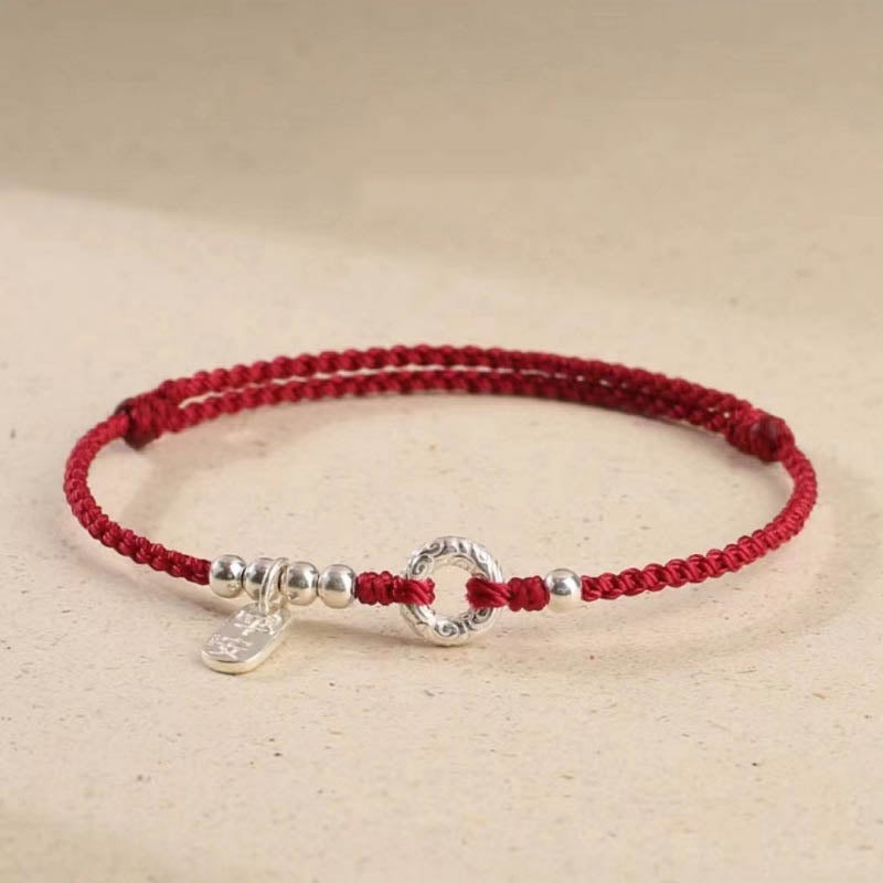 Wear FengShui 925 Sterling Silver Auspicious Clouds Peace Buckle Safe And Sound Bracelet Anklet