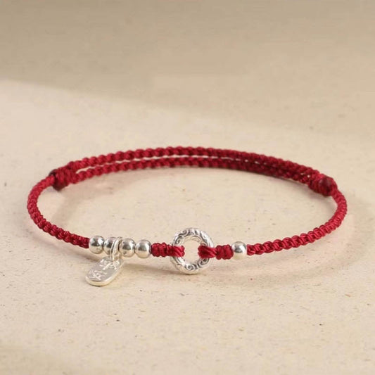 Wear FengShui 925 Sterling Silver Auspicious Clouds Peace Buckle Safe And Sound Bracelet Anklet