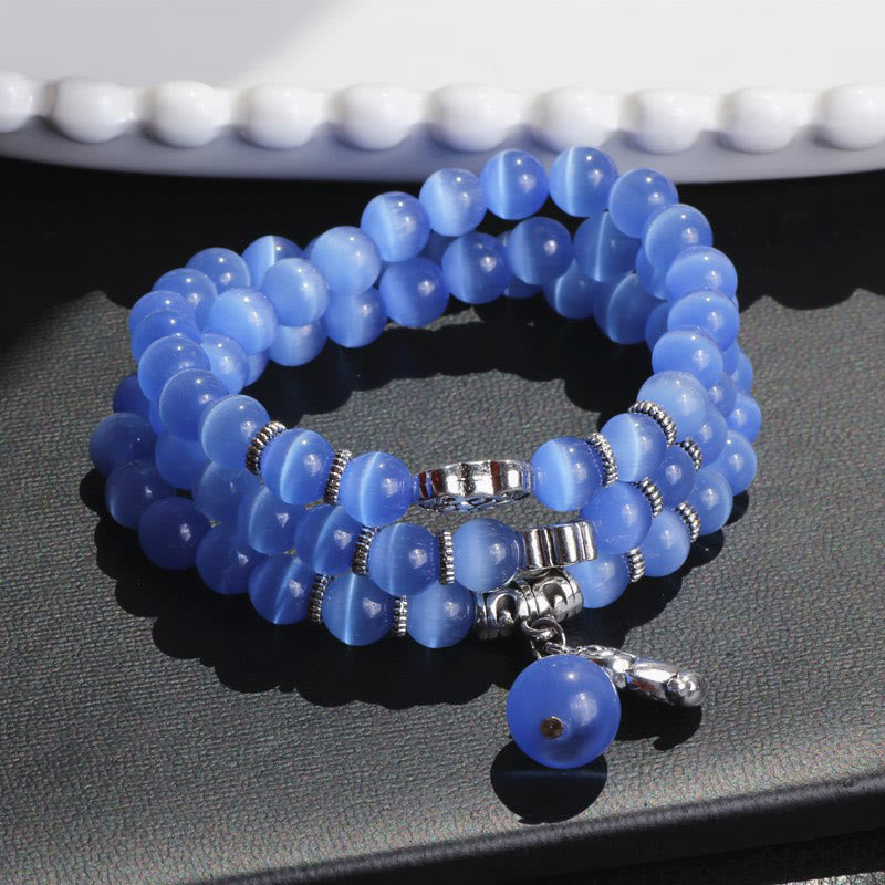 Wear FengShui Cat Eye PiXiu Support Triple Wrap Bracelet