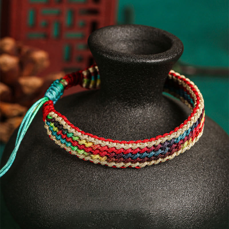 Wear FengShui Tibet Handmade Rainbow Multicolored Protection Braided String Bracelet
