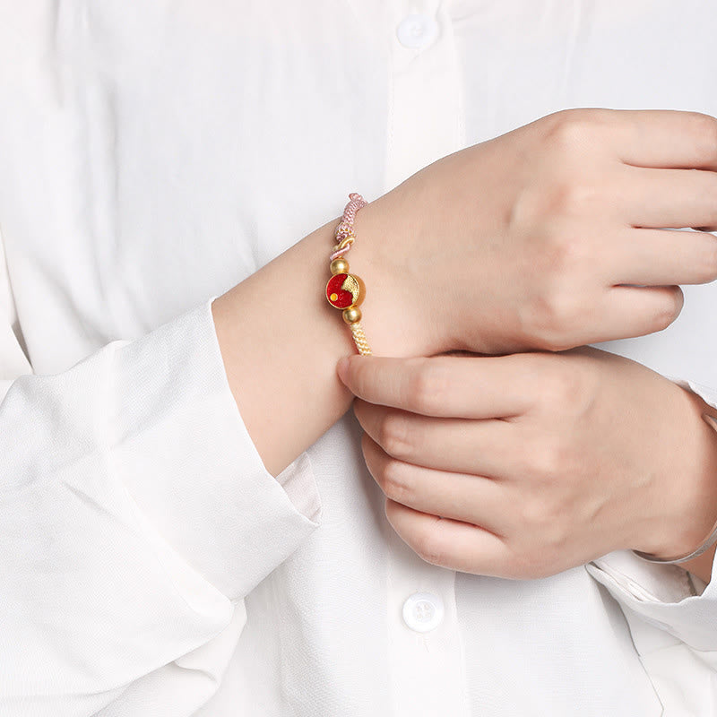 Wear FengShui Handmade Mountain and Sea Engraved Luck Two-Color String Couple Bracelet