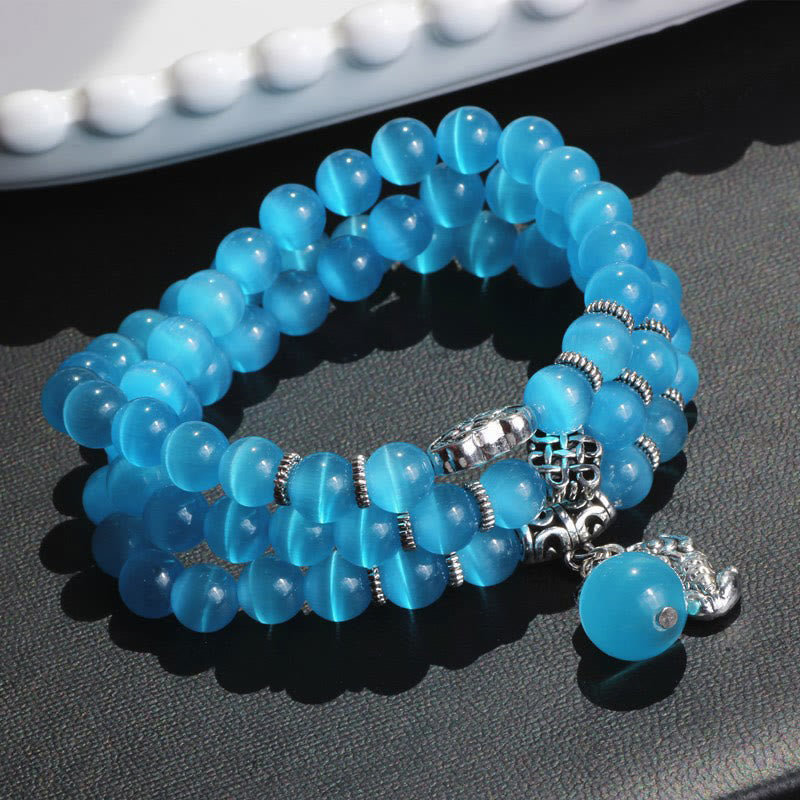 Wear FengShui Cat Eye PiXiu Support Triple Wrap Bracelet