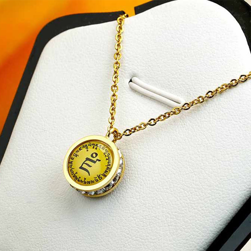 Wear FengShui Tibetan Yellow God Of Wealth Green Tara Buddha Serenity Titanium Steel Necklace Pendant