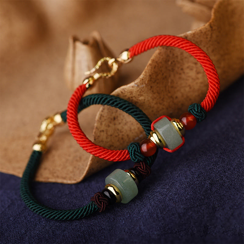 Wear FengShui Tibetan Green Aventurine Luck Braid String Bracelet