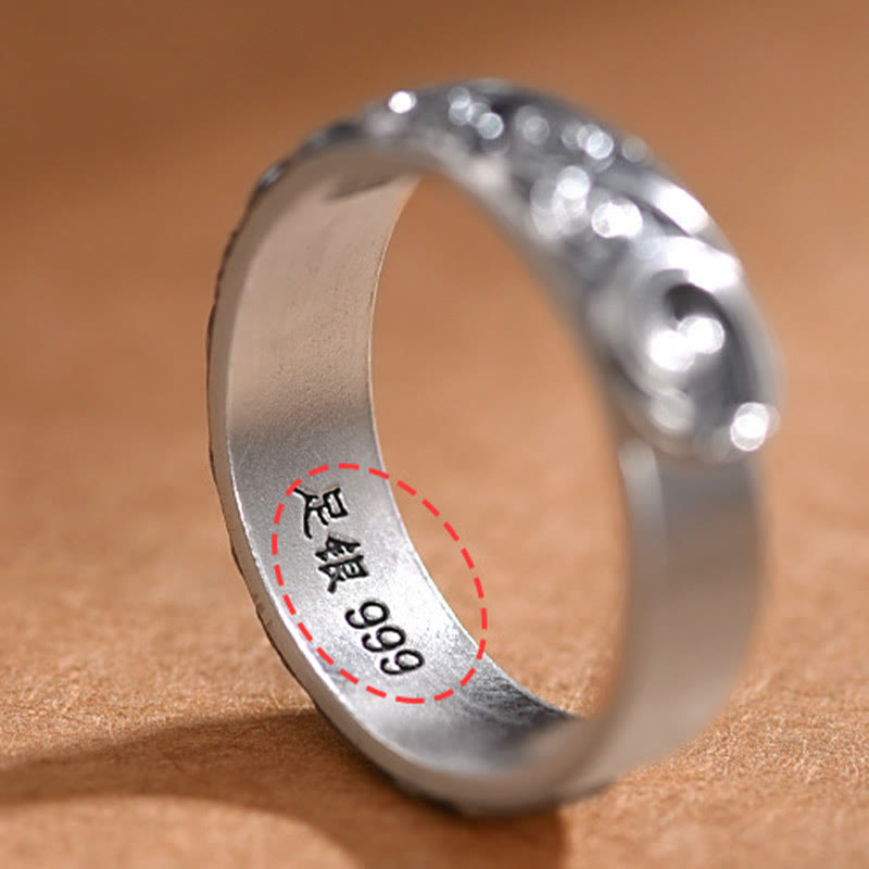 Wear FengShui 999 Sterling Silver Auspicious Clouds Engraved Blessing Adjustable Ring