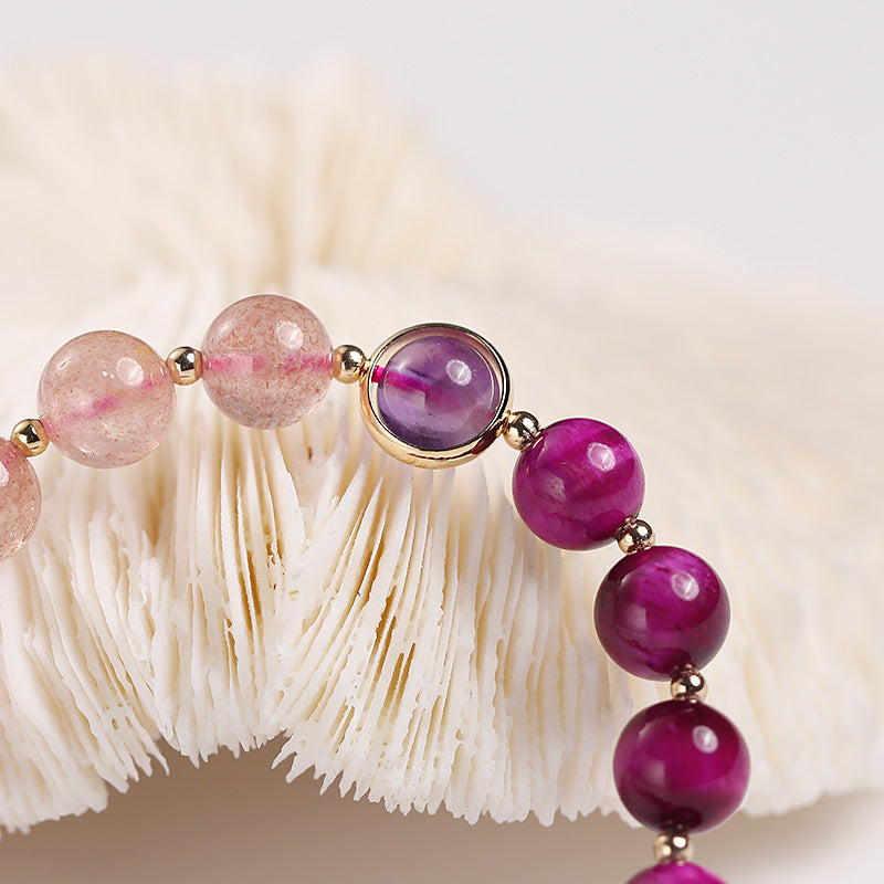 Wear FengShui Natural Strawberry Quartz Pixiu Love Bracelet